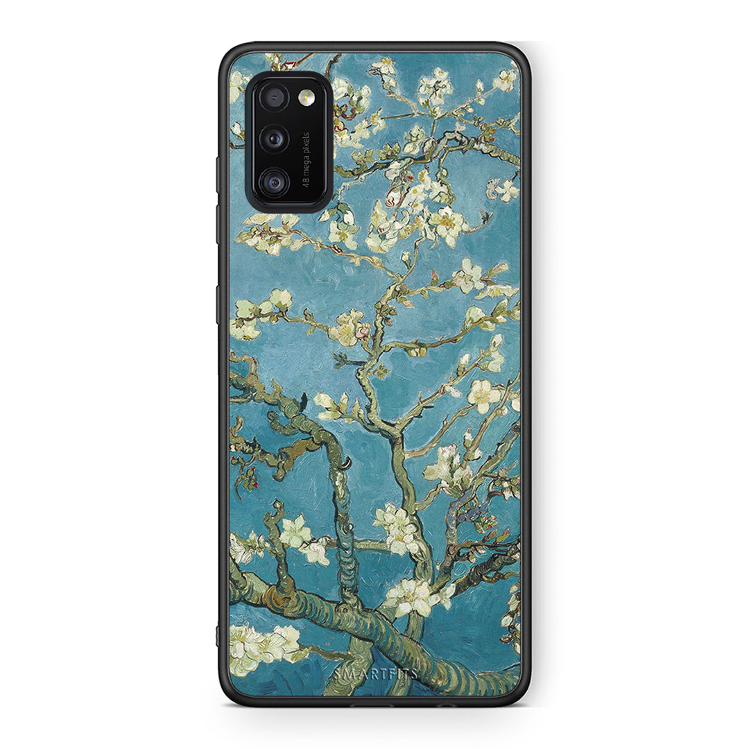 Samsung A41 White Blossoms θήκη από τη Smartfits με σχέδιο στο πίσω μέρος και μαύρο περίβλημα | Smartphone case with colorful back and black bezels by Smartfits