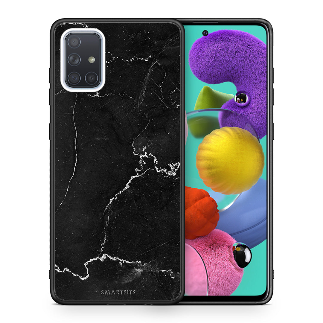 Θήκη Samsung A51 Marble Black από τη Smartfits με σχέδιο στο πίσω μέρος και μαύρο περίβλημα | Samsung A51 Marble Black case with colorful back and black bezels