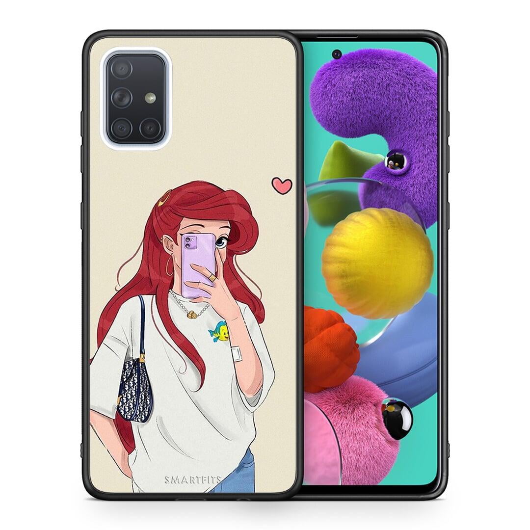 Θήκη Samsung A51 Walking Mermaid από τη Smartfits με σχέδιο στο πίσω μέρος και μαύρο περίβλημα | Samsung A51 Walking Mermaid case with colorful back and black bezels