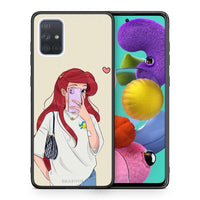 Thumbnail for Θήκη Samsung A51 Walking Mermaid από τη Smartfits με σχέδιο στο πίσω μέρος και μαύρο περίβλημα | Samsung A51 Walking Mermaid case with colorful back and black bezels