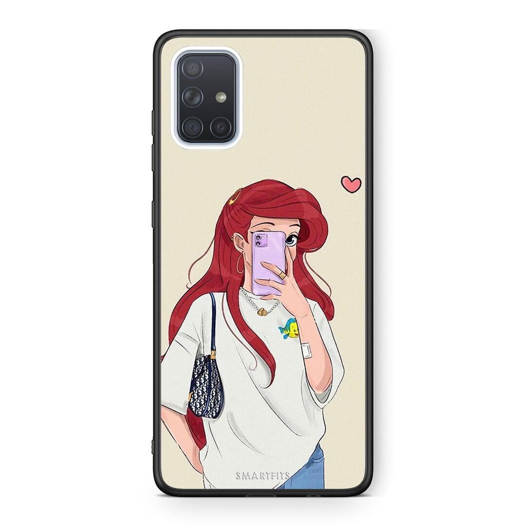 Samsung A51 Walking Mermaid Θήκη από τη Smartfits με σχέδιο στο πίσω μέρος και μαύρο περίβλημα | Smartphone case with colorful back and black bezels by Smartfits