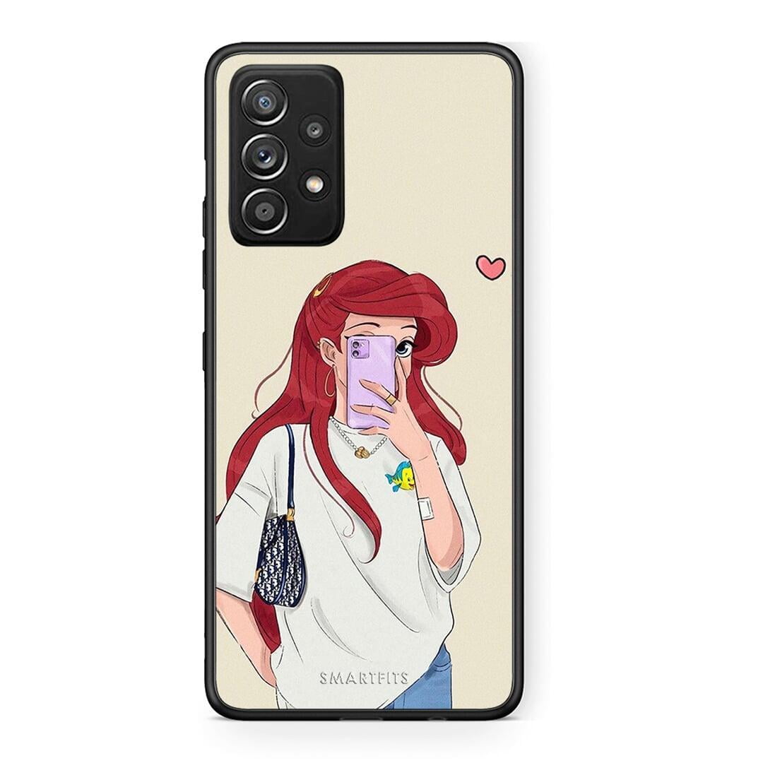 Samsung Galaxy A52 Walking Mermaid Θήκη από τη Smartfits με σχέδιο στο πίσω μέρος και μαύρο περίβλημα | Smartphone case with colorful back and black bezels by Smartfits