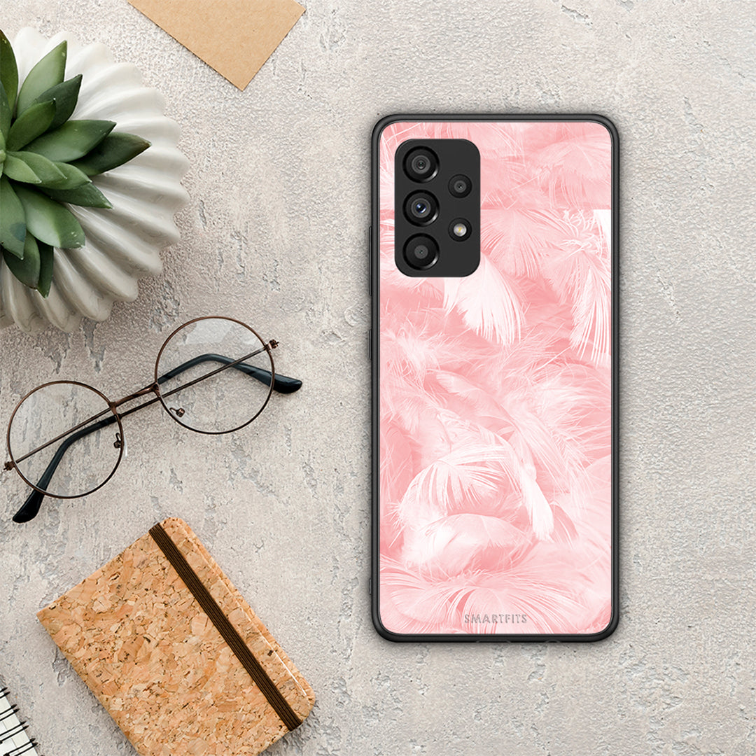 Boho Pink Feather - Samsung Galaxy A53 5G θήκη