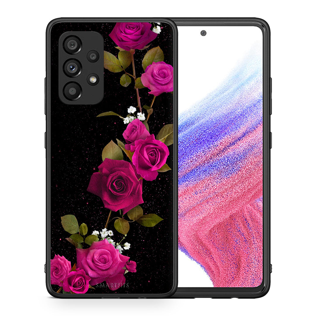 Θήκη Samsung A53 5G Red Roses Flower από τη Smartfits με σχέδιο στο πίσω μέρος και μαύρο περίβλημα | Samsung A53 5G Red Roses Flower case with colorful back and black bezels
