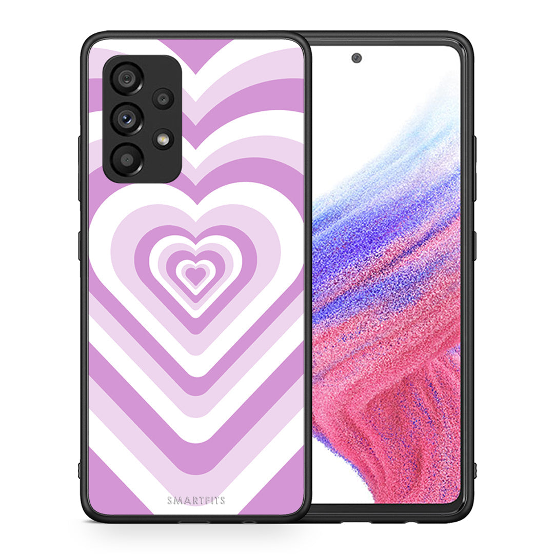 Θήκη Samsung A53 5G Lilac Hearts από τη Smartfits με σχέδιο στο πίσω μέρος και μαύρο περίβλημα | Samsung A53 5G Lilac Hearts case with colorful back and black bezels