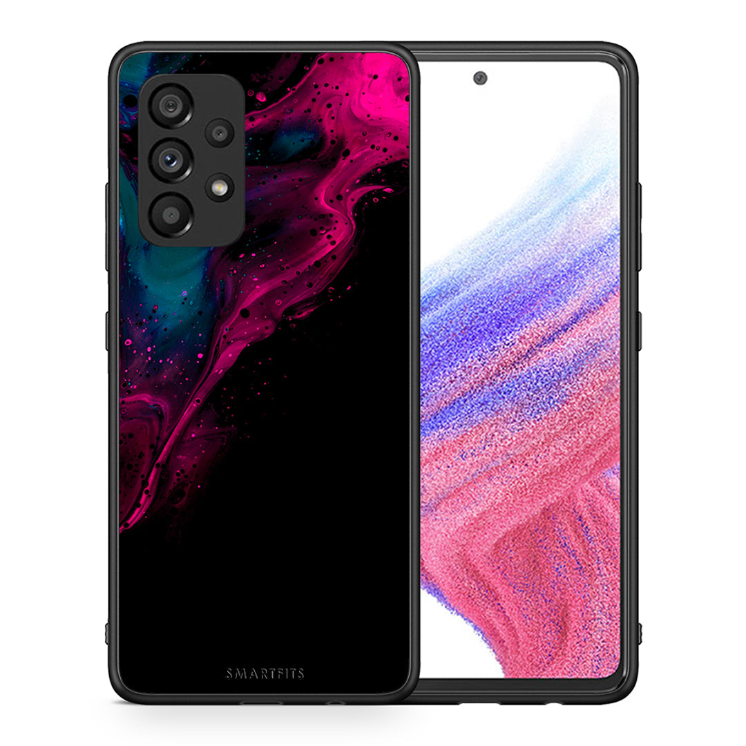 Θήκη Samsung A53 5G Pink Black Watercolor από τη Smartfits με σχέδιο στο πίσω μέρος και μαύρο περίβλημα | Samsung A53 5G Pink Black Watercolor case with colorful back and black bezels