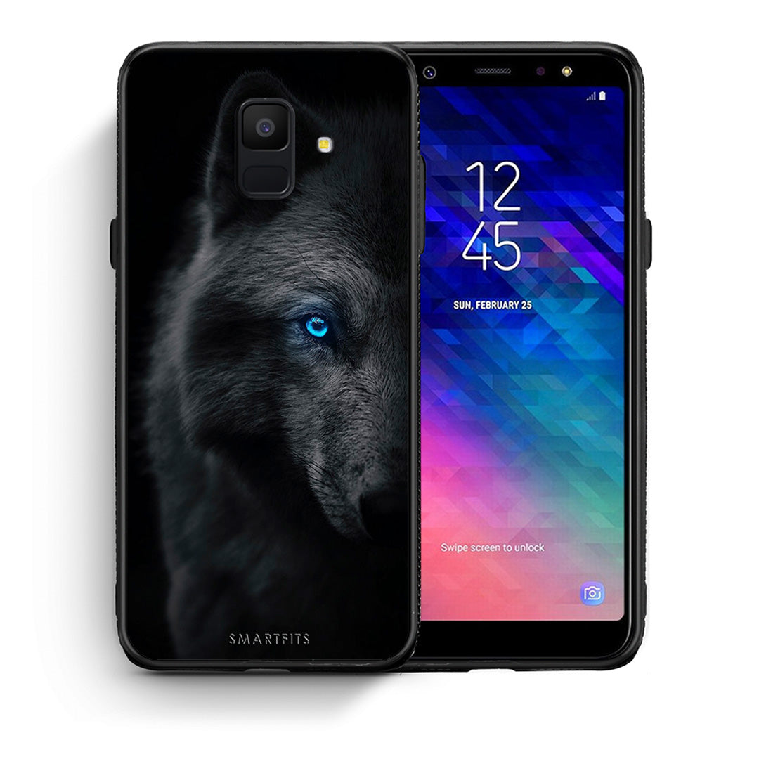 Θήκη Samsung A6 2018 Dark Wolf από τη Smartfits με σχέδιο στο πίσω μέρος και μαύρο περίβλημα | Samsung A6 2018 Dark Wolf case with colorful back and black bezels