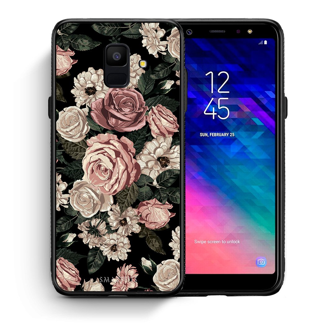Θήκη Samsung A6 2018 Wild Roses Flower από τη Smartfits με σχέδιο στο πίσω μέρος και μαύρο περίβλημα | Samsung A6 2018 Wild Roses Flower case with colorful back and black bezels