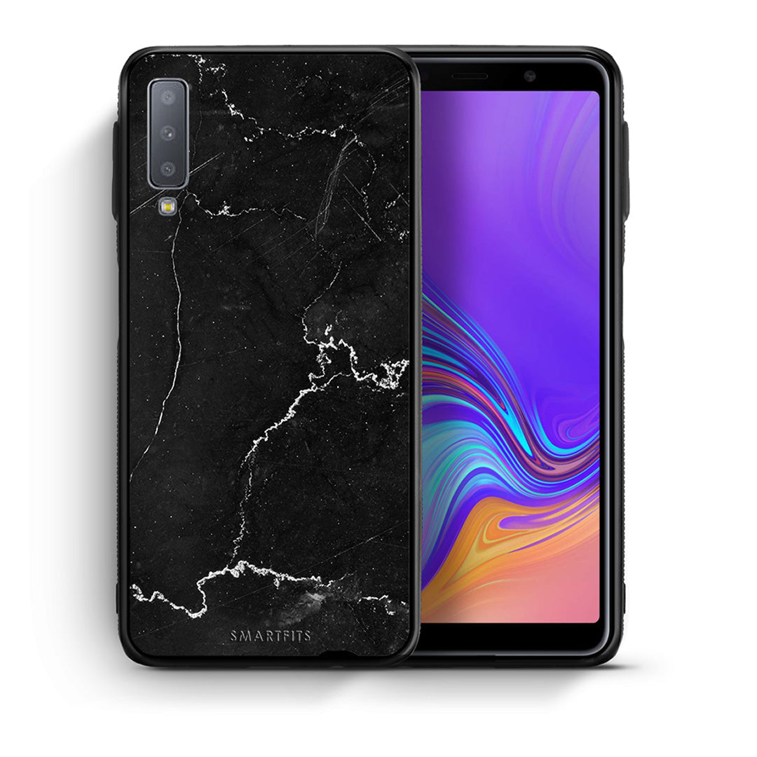 Θήκη Samsung A7 2018 Marble Black από τη Smartfits με σχέδιο στο πίσω μέρος και μαύρο περίβλημα | Samsung A7 2018 Marble Black case with colorful back and black bezels