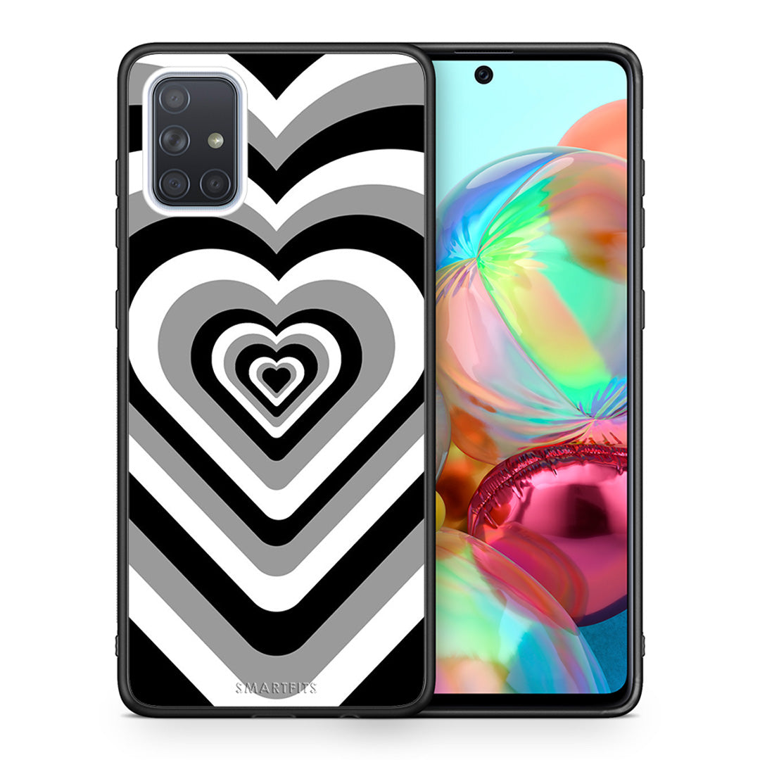 Θήκη Samsung A71 Black Hearts από τη Smartfits με σχέδιο στο πίσω μέρος και μαύρο περίβλημα | Samsung A71 Black Hearts case with colorful back and black bezels