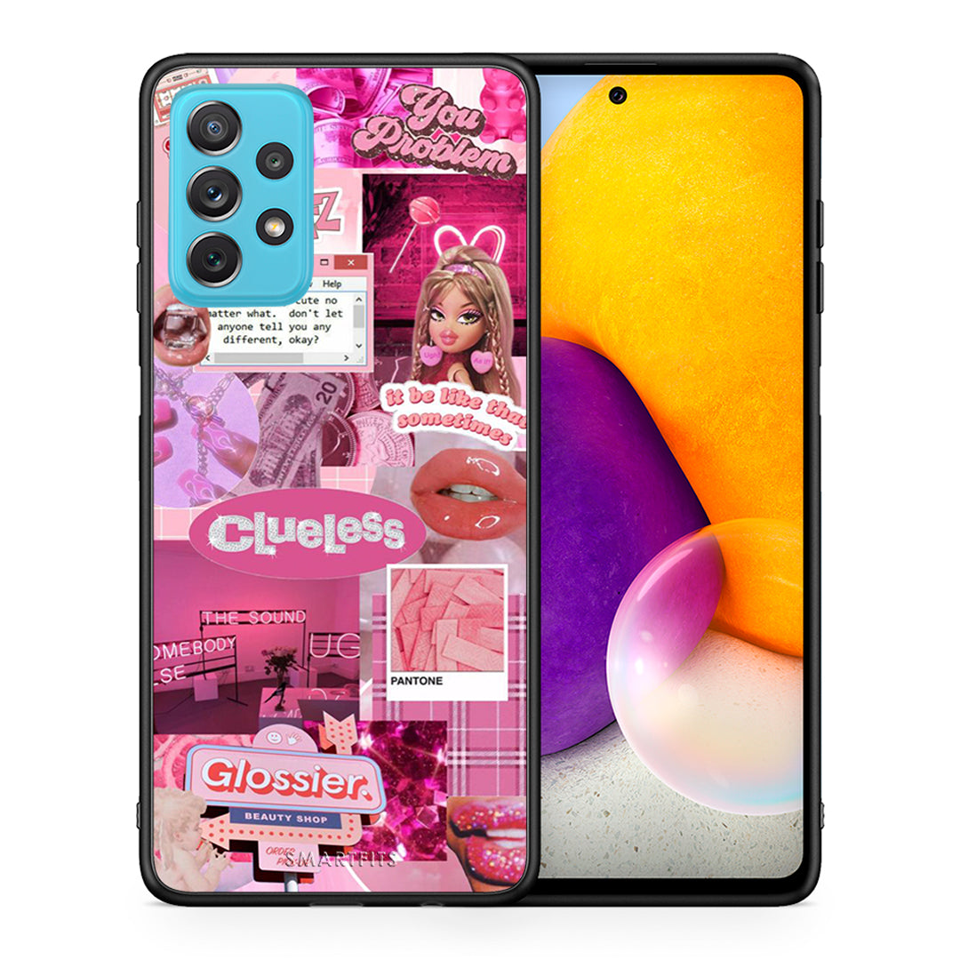 Θήκη Αγίου Βαλεντίνου Samsung A72 Pink Love από τη Smartfits με σχέδιο στο πίσω μέρος και μαύρο περίβλημα | Samsung A72 Pink Love case with colorful back and black bezels