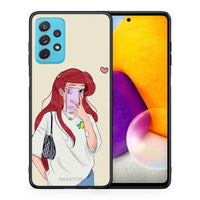 Thumbnail for Θήκη Samsung A72 Walking Mermaid από τη Smartfits με σχέδιο στο πίσω μέρος και μαύρο περίβλημα | Samsung A72 Walking Mermaid case with colorful back and black bezels