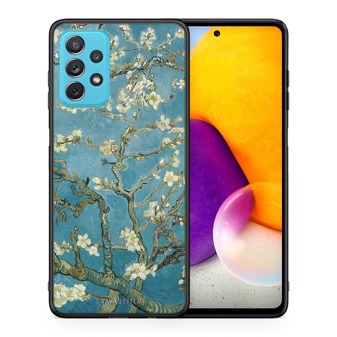 Θήκη Samsung A72 White Blossoms από τη Smartfits με σχέδιο στο πίσω μέρος και μαύρο περίβλημα | Samsung A72 White Blossoms case with colorful back and black bezels