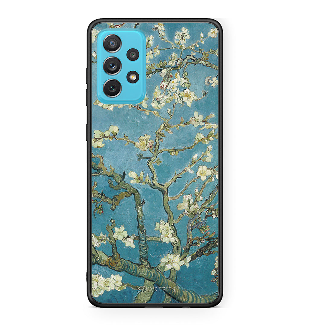 Samsung A72 White Blossoms θήκη από τη Smartfits με σχέδιο στο πίσω μέρος και μαύρο περίβλημα | Smartphone case with colorful back and black bezels by Smartfits