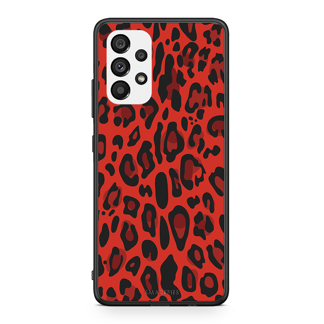 4 - Samsung A73 5G Red Leopard Animal case, cover, bumper