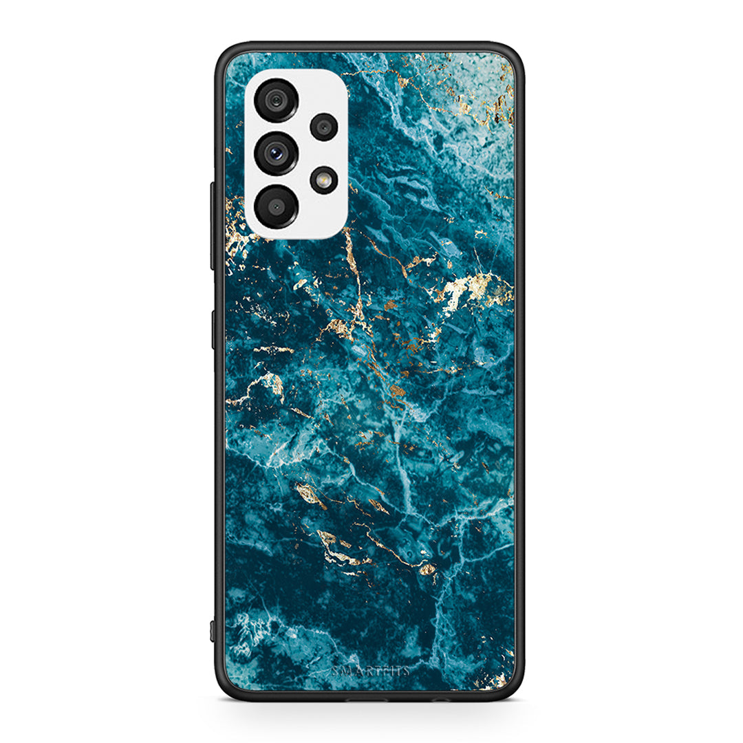 Samsung A73 5G Marble Blue θήκη από τη Smartfits με σχέδιο στο πίσω μέρος και μαύρο περίβλημα | Smartphone case with colorful back and black bezels by Smartfits