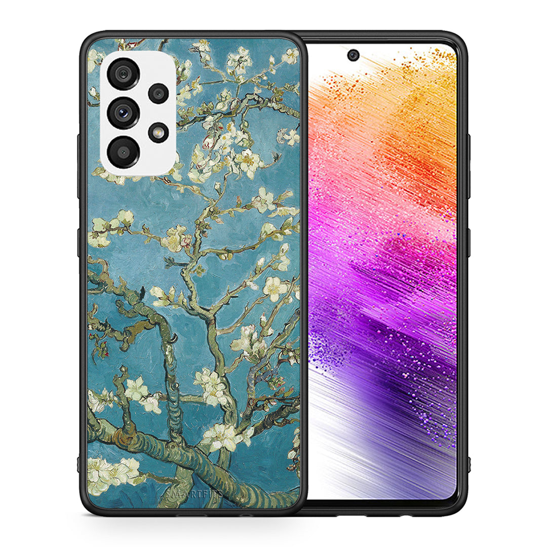 Θήκη Samsung A73 5G White Blossoms από τη Smartfits με σχέδιο στο πίσω μέρος και μαύρο περίβλημα | Samsung A73 5G White Blossoms case with colorful back and black bezels