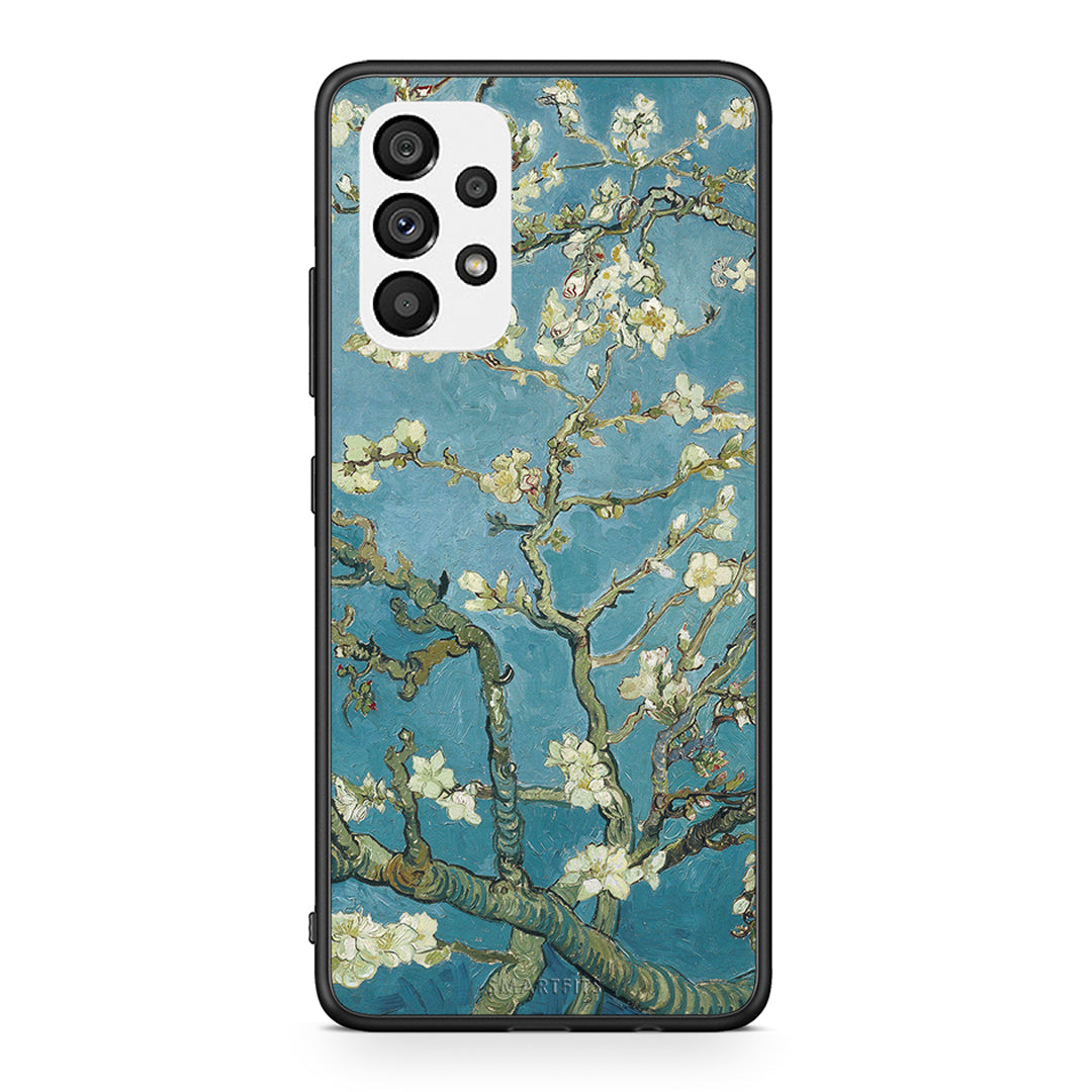 Samsung A73 5G White Blossoms θήκη από τη Smartfits με σχέδιο στο πίσω μέρος και μαύρο περίβλημα | Smartphone case with colorful back and black bezels by Smartfits