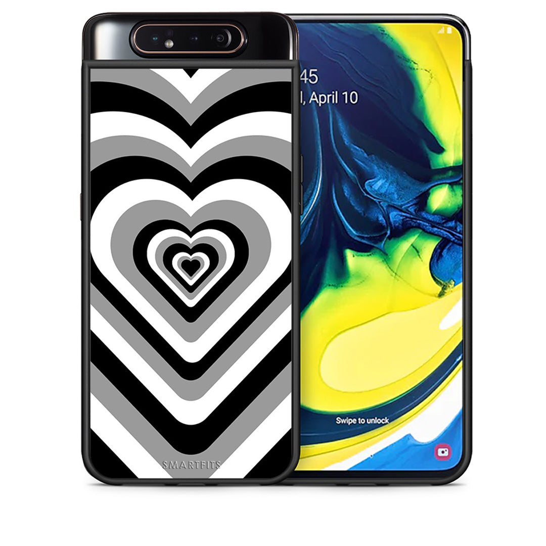 Θήκη Samsung A80 Black Hearts από τη Smartfits με σχέδιο στο πίσω μέρος και μαύρο περίβλημα | Samsung A80 Black Hearts case with colorful back and black bezels