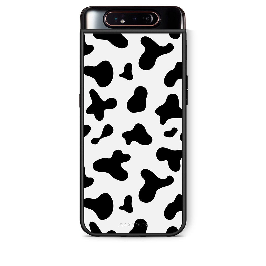 Samsung A80 Cow Print θήκη από τη Smartfits με σχέδιο στο πίσω μέρος και μαύρο περίβλημα | Smartphone case with colorful back and black bezels by Smartfits