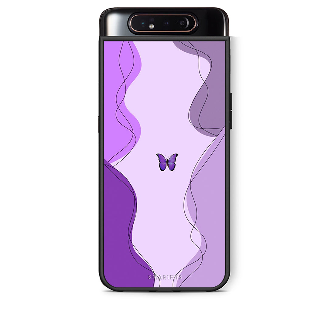 Samsung A80 Purple Mariposa Θήκη Αγίου Βαλεντίνου από τη Smartfits με σχέδιο στο πίσω μέρος και μαύρο περίβλημα | Smartphone case with colorful back and black bezels by Smartfits