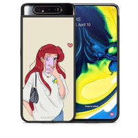 Thumbnail for Θήκη Samsung A80 Walking Mermaid από τη Smartfits με σχέδιο στο πίσω μέρος και μαύρο περίβλημα | Samsung A80 Walking Mermaid case with colorful back and black bezels