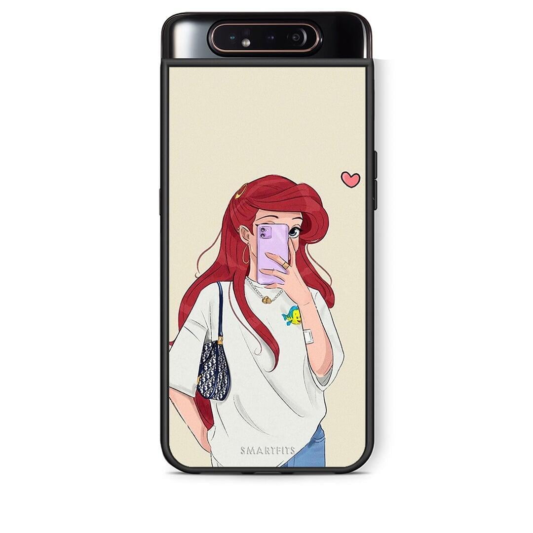 Samsung A80 Walking Mermaid Θήκη από τη Smartfits με σχέδιο στο πίσω μέρος και μαύρο περίβλημα | Smartphone case with colorful back and black bezels by Smartfits