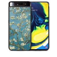 Thumbnail for Θήκη Samsung A80 White Blossoms από τη Smartfits με σχέδιο στο πίσω μέρος και μαύρο περίβλημα | Samsung A80 White Blossoms case with colorful back and black bezels