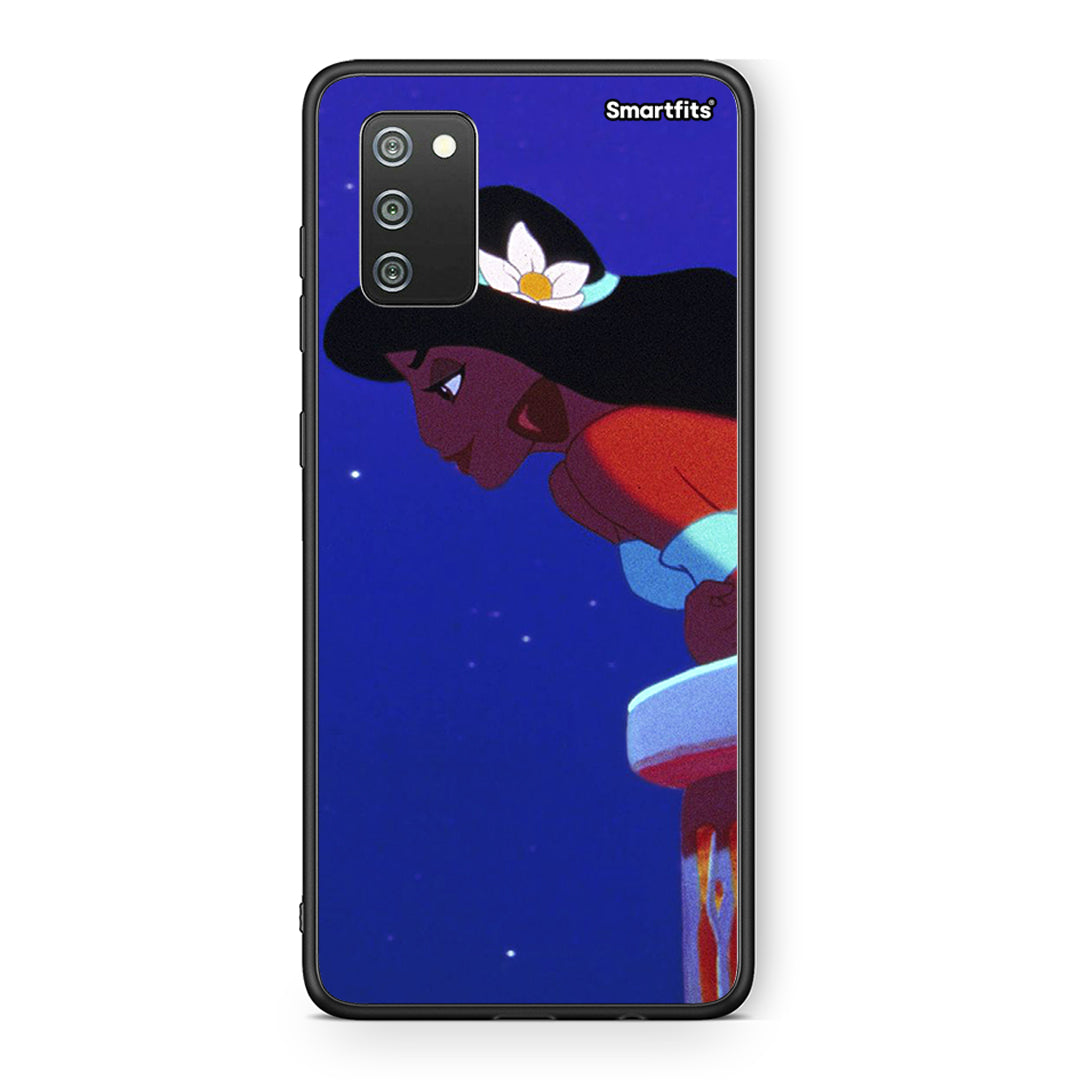 Samsung A02s Alladin And Jasmine Love 2 θήκη από τη Smartfits με σχέδιο στο πίσω μέρος και μαύρο περίβλημα | Smartphone case with colorful back and black bezels by Smartfits