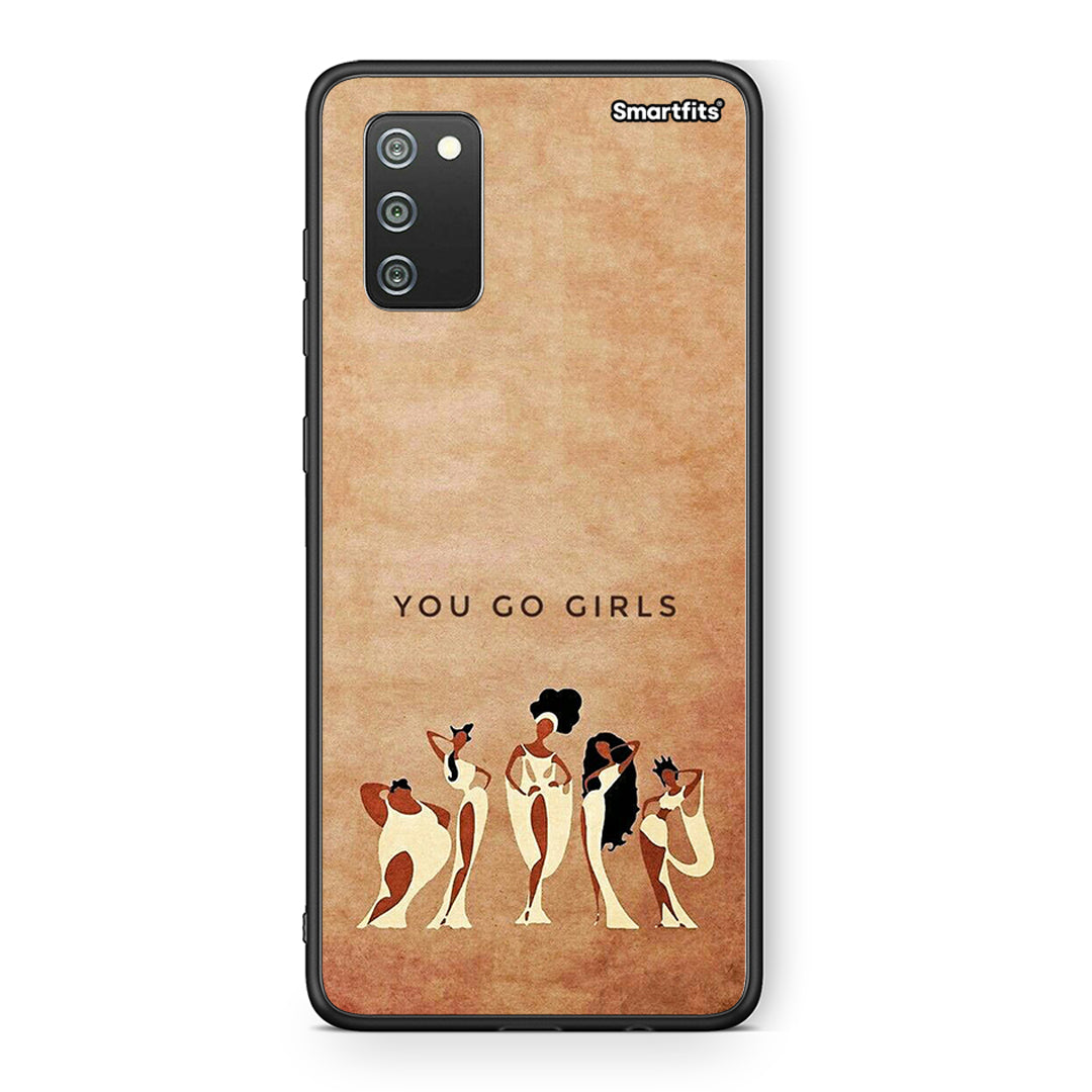 Samsung A02s You Go Girl θήκη από τη Smartfits με σχέδιο στο πίσω μέρος και μαύρο περίβλημα | Smartphone case with colorful back and black bezels by Smartfits