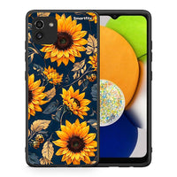 Thumbnail for Θήκη Samsung A03 Autumn Sunflowers από τη Smartfits με σχέδιο στο πίσω μέρος και μαύρο περίβλημα | Samsung A03 Autumn Sunflowers case with colorful back and black bezels