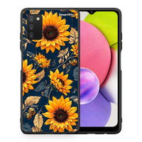 Thumbnail for Θήκη Samsung A03s Autumn Sunflowers από τη Smartfits με σχέδιο στο πίσω μέρος και μαύρο περίβλημα | Samsung A03s Autumn Sunflowers case with colorful back and black bezels