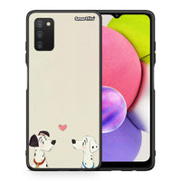 Thumbnail for Θήκη Samsung A03s Dalmatians Love από τη Smartfits με σχέδιο στο πίσω μέρος και μαύρο περίβλημα | Samsung A03s Dalmatians Love case with colorful back and black bezels
