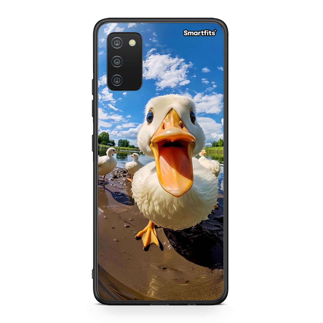 Samsung A03s Duck Face θήκη από τη Smartfits με σχέδιο στο πίσω μέρος και μαύρο περίβλημα | Smartphone case with colorful back and black bezels by Smartfits