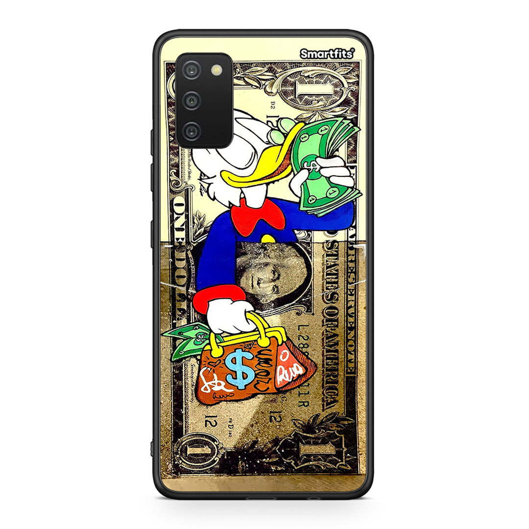 Samsung A03s Duck Money θήκη από τη Smartfits με σχέδιο στο πίσω μέρος και μαύρο περίβλημα | Smartphone case with colorful back and black bezels by Smartfits