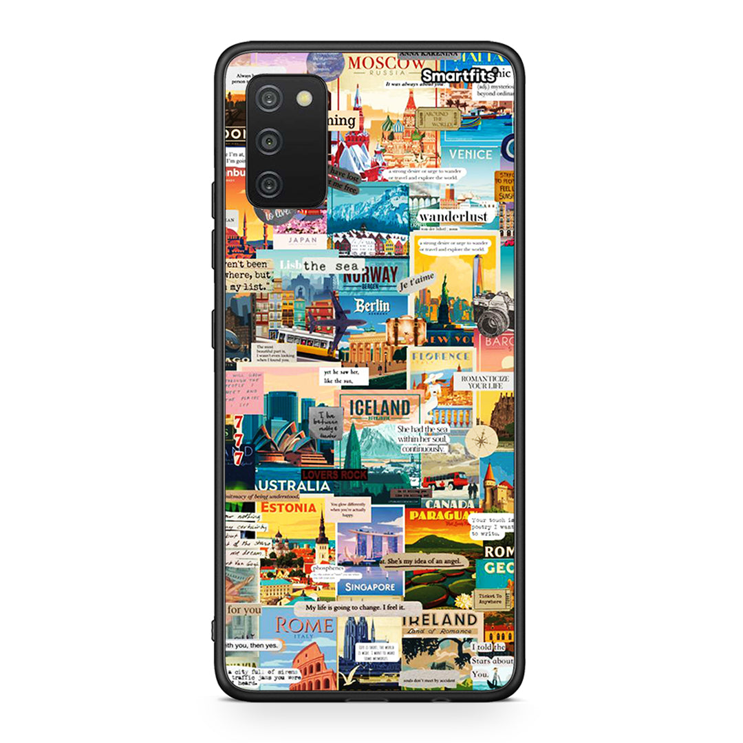 Samsung A03s Live To Travel θήκη από τη Smartfits με σχέδιο στο πίσω μέρος και μαύρο περίβλημα | Smartphone case with colorful back and black bezels by Smartfits