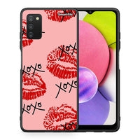 Thumbnail for Θήκη Samsung A03s XOXO Lips από τη Smartfits με σχέδιο στο πίσω μέρος και μαύρο περίβλημα | Samsung A03s XOXO Lips case with colorful back and black bezels