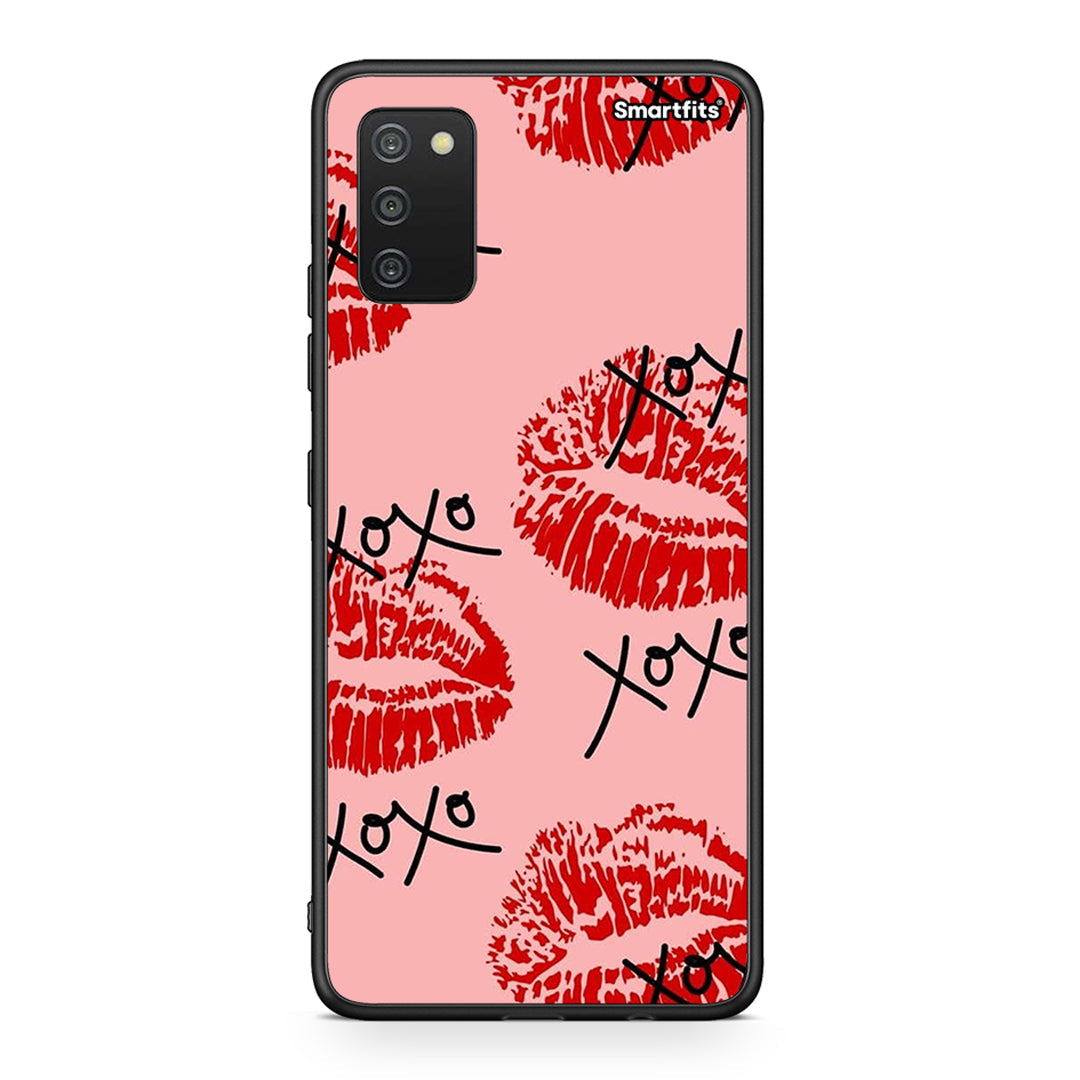 Samsung A03s XOXO Lips θήκη από τη Smartfits με σχέδιο στο πίσω μέρος και μαύρο περίβλημα | Smartphone case with colorful back and black bezels by Smartfits