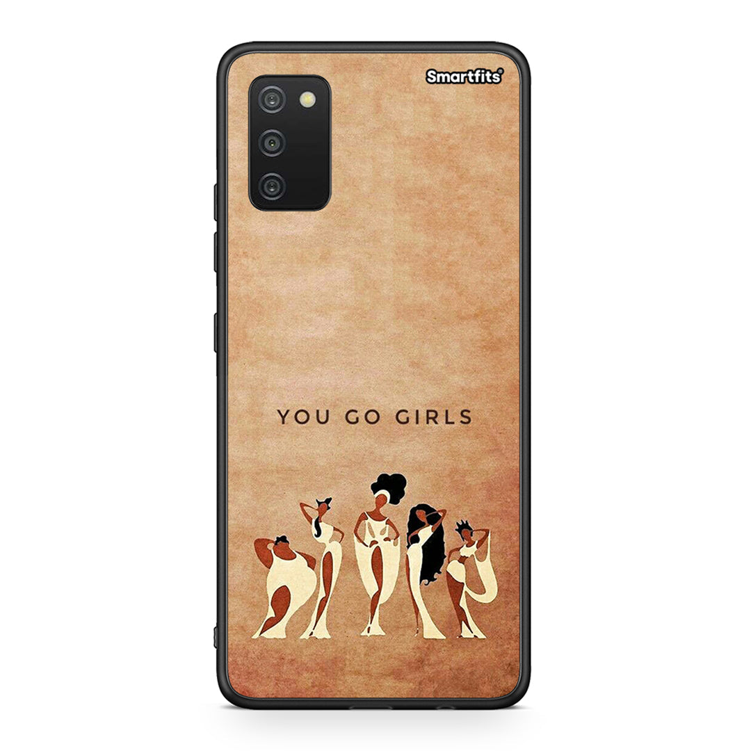 Samsung A03s You Go Girl θήκη από τη Smartfits με σχέδιο στο πίσω μέρος και μαύρο περίβλημα | Smartphone case with colorful back and black bezels by Smartfits