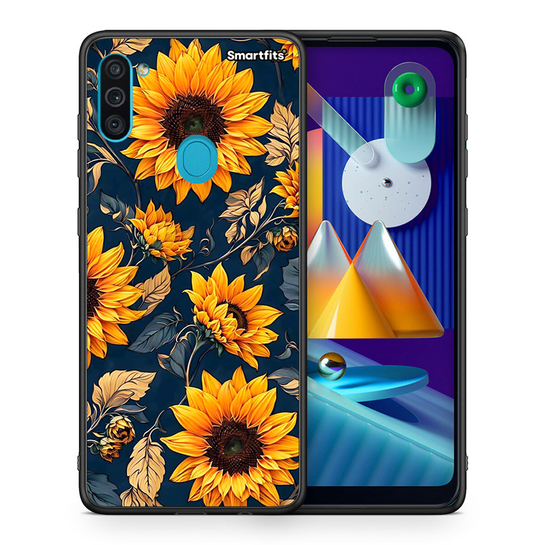 Θήκη Samsung A11 / M11 Autumn Sunflowers από τη Smartfits με σχέδιο στο πίσω μέρος και μαύρο περίβλημα | Samsung A11 / M11 Autumn Sunflowers case with colorful back and black bezels