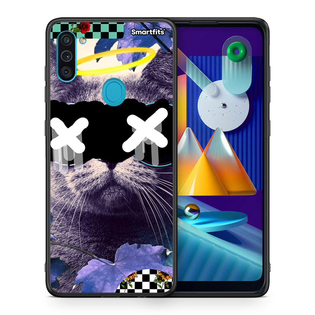 Θήκη Samsung A11/M11 Cat Collage από τη Smartfits με σχέδιο στο πίσω μέρος και μαύρο περίβλημα | Samsung A11/M11 Cat Collage case with colorful back and black bezels