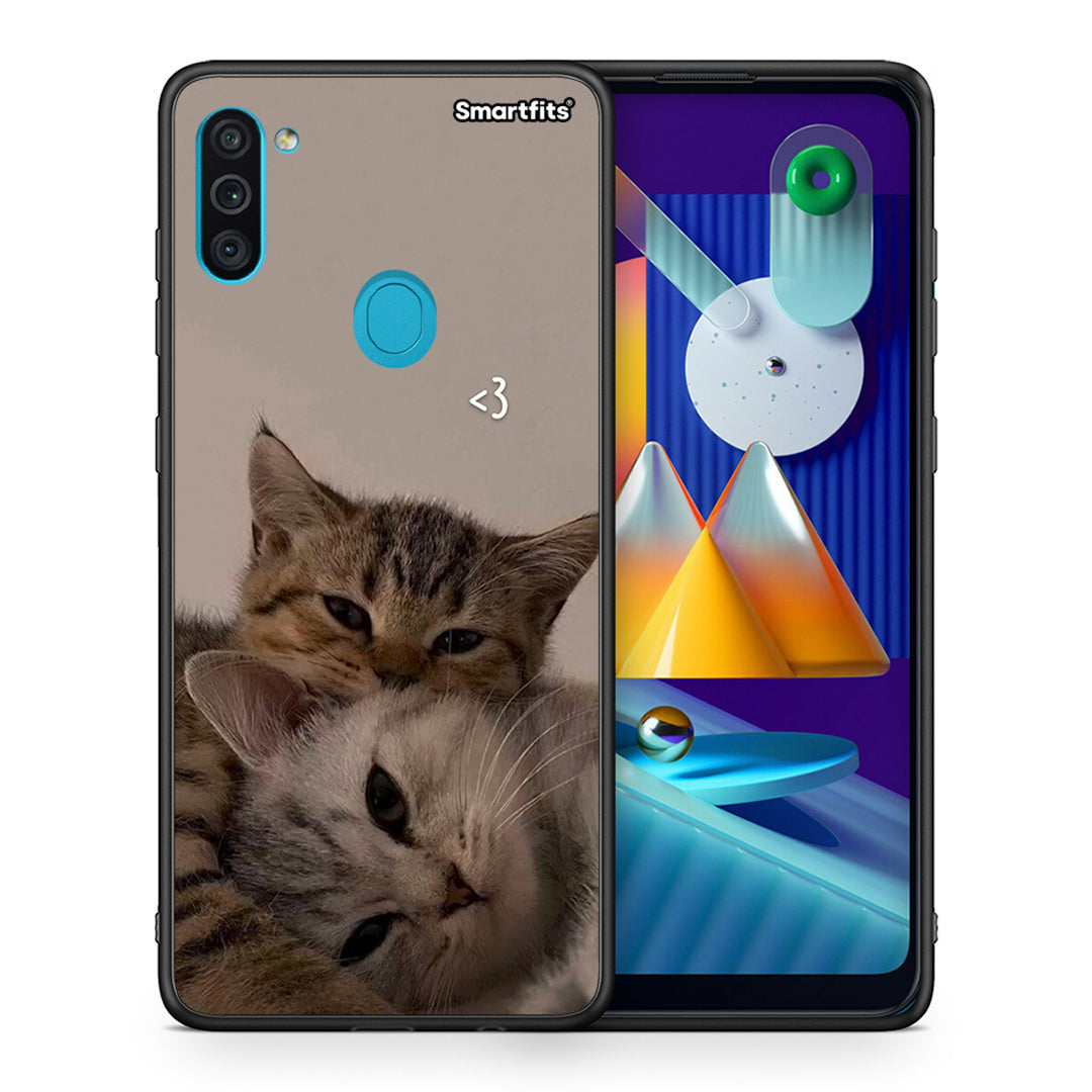 Θήκη Samsung A11 / M11 Cats In Love από τη Smartfits με σχέδιο στο πίσω μέρος και μαύρο περίβλημα | Samsung A11 / M11 Cats In Love case with colorful back and black bezels