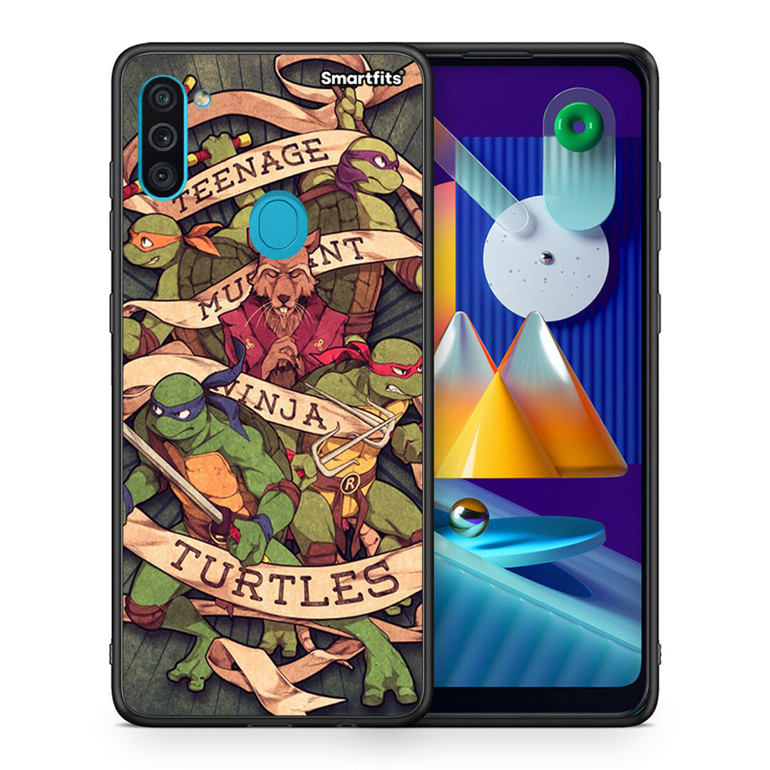 Θήκη Samsung A11/M11 Ninja Turtles από τη Smartfits με σχέδιο στο πίσω μέρος και μαύρο περίβλημα | Samsung A11/M11 Ninja Turtles case with colorful back and black bezels