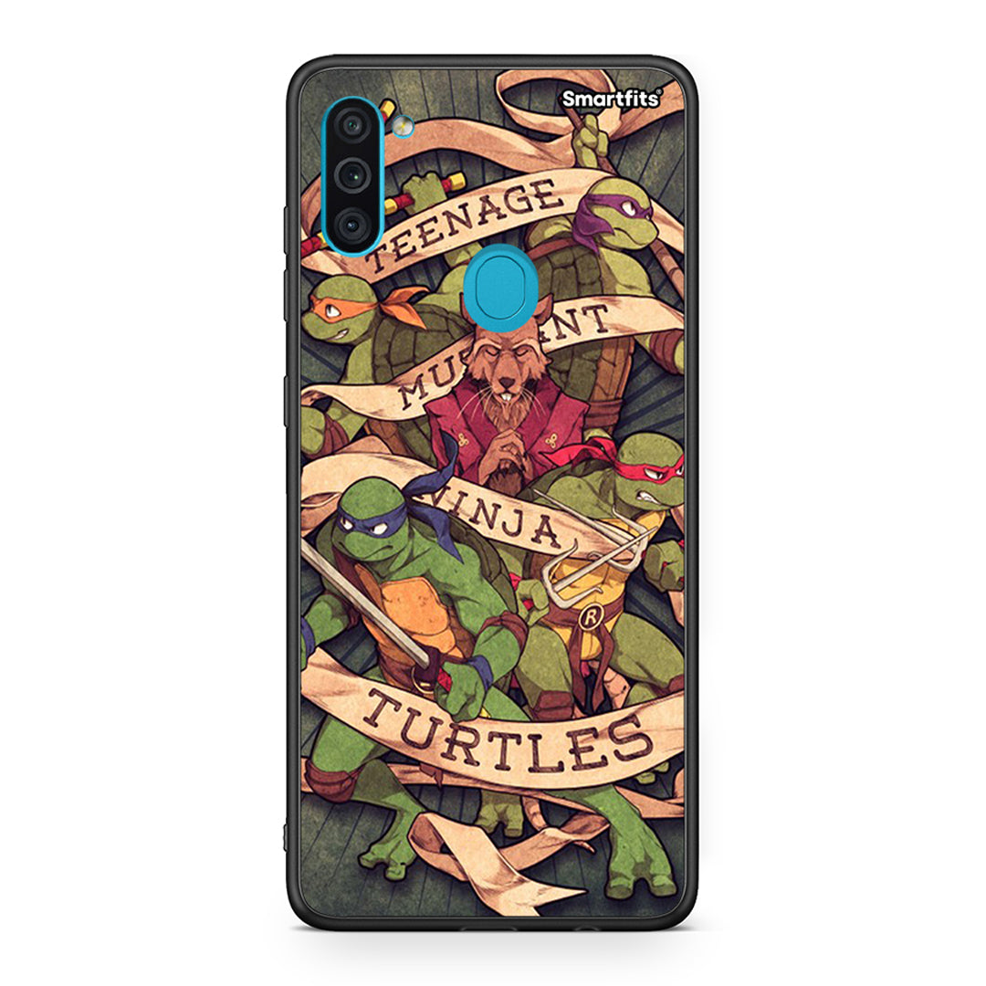 Samsung A11/M11 Ninja Turtles θήκη από τη Smartfits με σχέδιο στο πίσω μέρος και μαύρο περίβλημα | Smartphone case with colorful back and black bezels by Smartfits