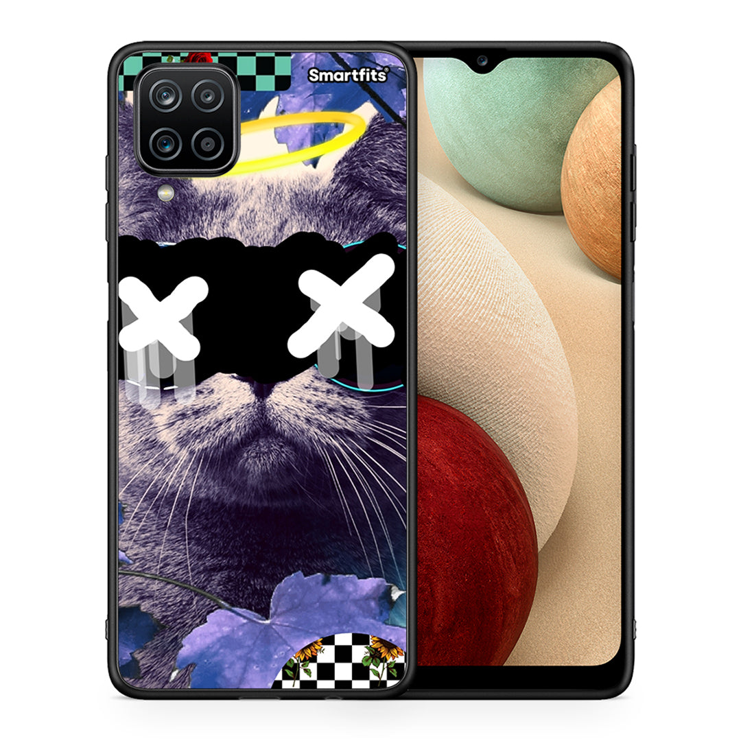 Θήκη Samsung A12 Cat Collage από τη Smartfits με σχέδιο στο πίσω μέρος και μαύρο περίβλημα | Samsung A12 Cat Collage case with colorful back and black bezels