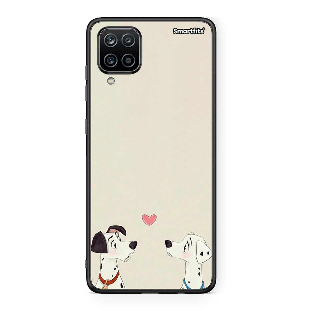 Samsung A12 Dalmatians Love θήκη από τη Smartfits με σχέδιο στο πίσω μέρος και μαύρο περίβλημα | Smartphone case with colorful back and black bezels by Smartfits