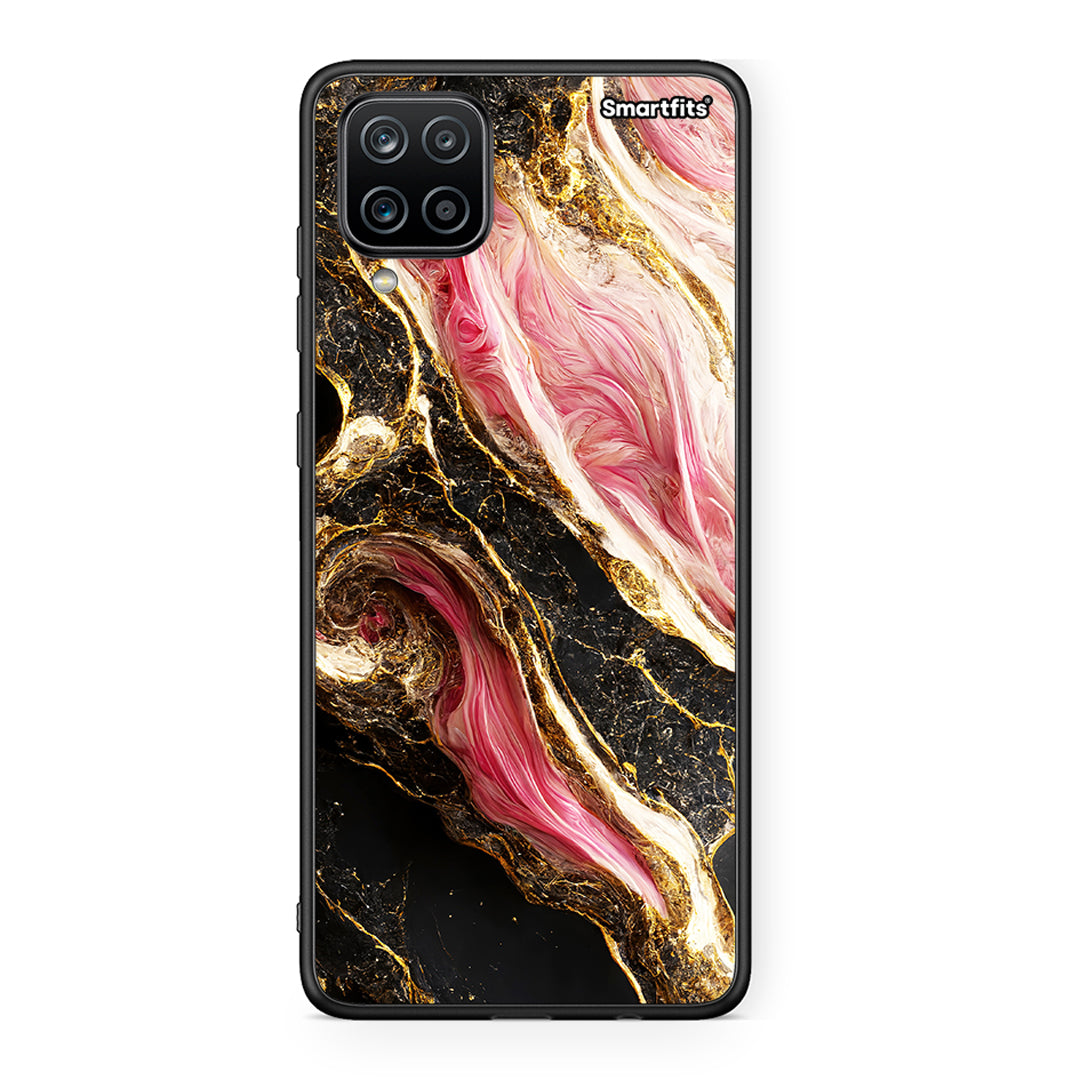 Samsung A12 Glamorous Pink Marble θήκη από τη Smartfits με σχέδιο στο πίσω μέρος και μαύρο περίβλημα | Smartphone case with colorful back and black bezels by Smartfits