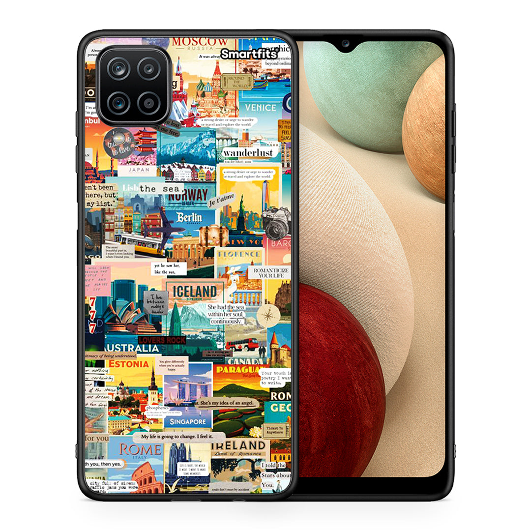 Θήκη Samsung A12 Live To Travel από τη Smartfits με σχέδιο στο πίσω μέρος και μαύρο περίβλημα | Samsung A12 Live To Travel case with colorful back and black bezels