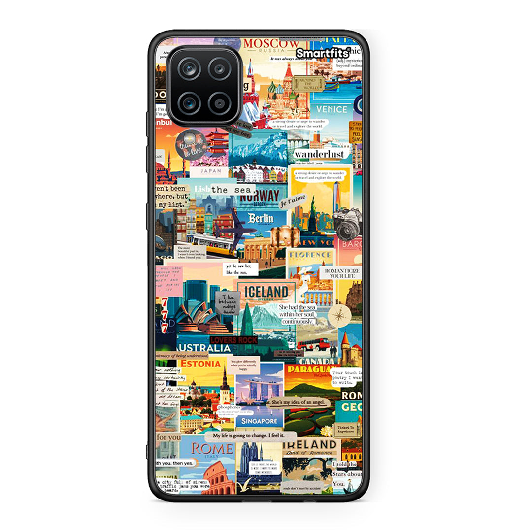 Samsung A12 Live To Travel θήκη από τη Smartfits με σχέδιο στο πίσω μέρος και μαύρο περίβλημα | Smartphone case with colorful back and black bezels by Smartfits