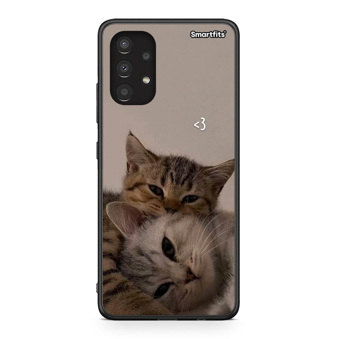 Samsung A13 4G Cats In Love Θήκη από τη Smartfits με σχέδιο στο πίσω μέρος και μαύρο περίβλημα | Smartphone case with colorful back and black bezels by Smartfits